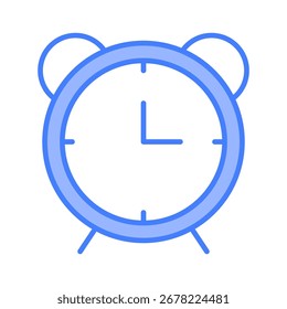 Alarm clock icon. Time management symbol. Vector deadline sign. Blue timepiece illustration. EPS 10.