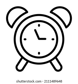 Alarm clock icon. Time pictogram. Flat symbol for web. Line stroke. Isolated on white background. Vector eps10