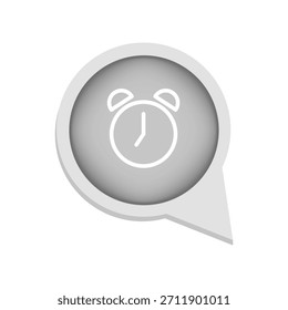 Icono de reloj despertador. Símbolo de tiempo Vector. Elemento de aviso de recordatorio. Burbuja de discurso gris. EPS 10.