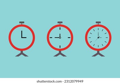Icono de reloj de alarma en diseño plano de moda.