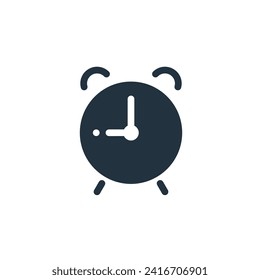 Icono de reloj de alarma en estilo plano de moda aislado en fondo blanco. símbolo de reloj de alarma para aplicaciones web y móviles.