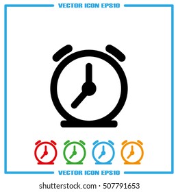 alarm clock icon vector EPS 10, abstract sign flat design,  illustration modern isolated badge for website or app - stock info graphics