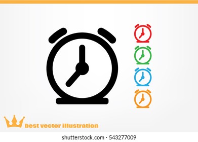 alarm clock icon vector EPS 10, abstract sign flat design,  illustration modern isolated badge for website or app - stock info graphics