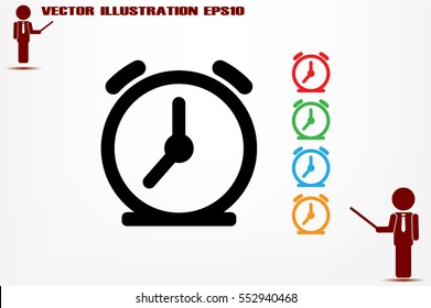 alarm clock icon vector EPS 10, abstract sign flat design,  illustration modern isolated badge for website or app - stock info graphics