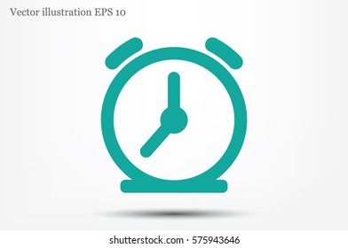 alarm clock icon vector EPS 10, abstract sign flat design,  illustration modern isolated badge for website or app - stock info graphics.