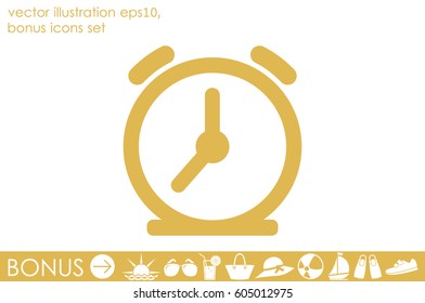 alarm clock icon vector EPS 10, abstract sign flat design,  illustration modern isolated badge for website or app - stock info graphics