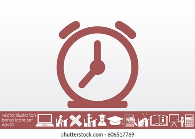 alarm clock icon vector EPS 10, abstract sign flat design,  illustration modern isolated badge for website or app - stock info graphics