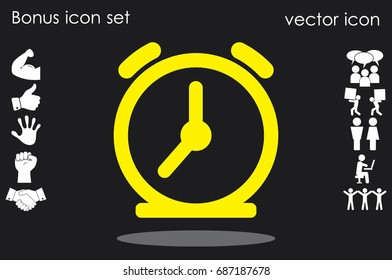 alarm clock icon vector EPS 10, abstract sign flat design,  illustration modern isolated badge for website or app - stock info graphics