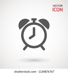 Alarm Clock icon vector, Flat design style. Simple watch icon. Wake up, get up concept, Time sign isolated on white background
