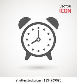 Alarm Clock icon vector, Flat design style. Simple watch icon. Wake up, get up concept, Time sign isolated on white background