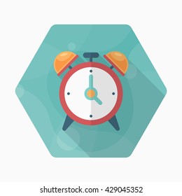 Alarm clock icon , Vector flat long shadow design. In education concept.