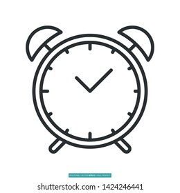 Alarm Clock Icon Vector Illustration Logo Template