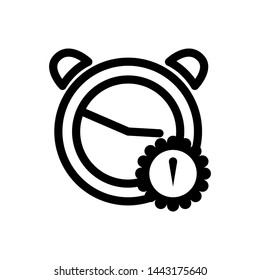 Alarm clock icon vector illustration, template logo business isolated emblem, outline solid black background white