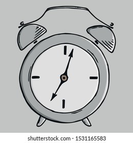 Alarm clock icon. Vector illustration of retro alarm clock. Hand drawn alarm clock.