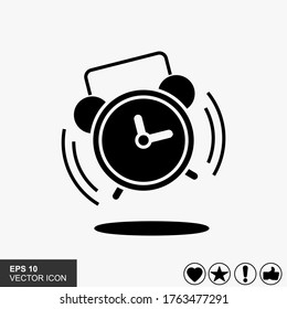 Alarm clock icon vector illustration of flat style.