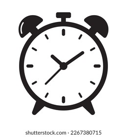 Alarm clock icon vector illustration, retro alarm clock.