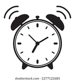 Icono de reloj de alarma ilustración vectorial, reloj de alarma retro.