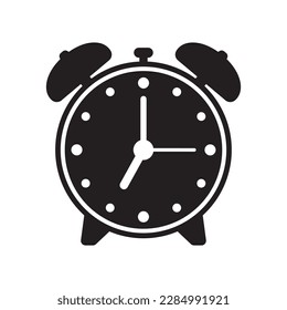 Alarm clock icon vector illustration, retro alarm clock.