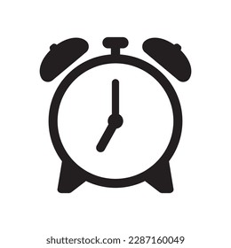 Alarm clock icon vector illustration, retro alarm clock.