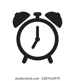 Alarm clock icon vector illustration, retro alarm clock.