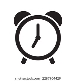 Alarm clock icon vector illustration, retro alarm clock.