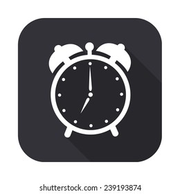 alarm clock icon - vector illustration with long shadow 