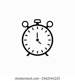 Alarm clock icon vector illustration, retro alarm clock. Stock illustration fully editable vector template