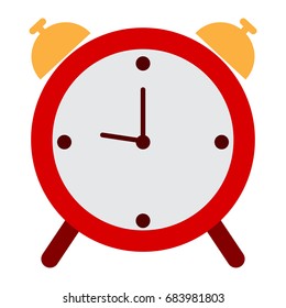 Alarm clock icon, vector illustration flat style design isolated on white. Colorful graphics