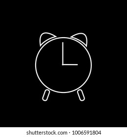 Alarm clock icon vector isolated on black background. Trendy alarm clock icon in flat style. Template for app, ui and logo. Icon alarm clock for your web site. Modern alarm clock icon, EPS 10