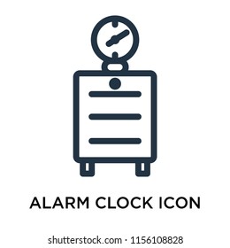 Alarm clock icon vector isolated on white background, Alarm clock transparent sign , linear pictogram or outline logo design in lined style
