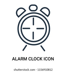 Alarm clock icon vector isolated on white background, Alarm clock transparent sign , outline linear symbol or thin lined pictogram