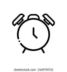 Alarm clock icon vector isolated on white background, stylish simple lines, alarm clock ring icon modern design