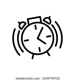 Alarm clock icon vector isolated on white background, stylish simple lines, alarm clock ring icon modern design