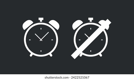 Alarm Clock Icon. Vector isolated black and white editable illustration