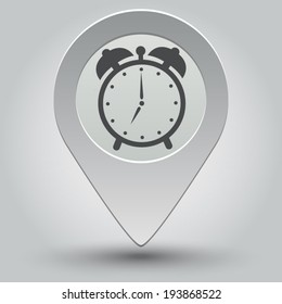 alarm clock icon - vector map pointer with shadow on light background