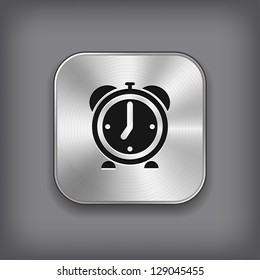 Alarm clock icon - vector metal app button