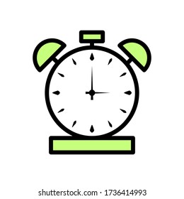 Icono de reloj de alarma vector sobre fondo blanco
