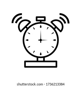 Estilo de contorno vectorial del icono de reloj de alarma