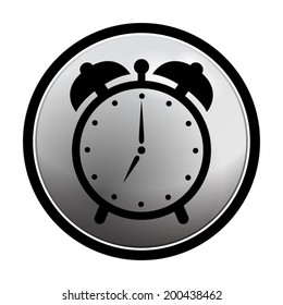  alarm clock icon - vector round button on light background