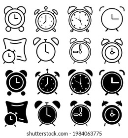 Alarm clock icon vector set. Time illustration sign collection. Clock sign or symbol.