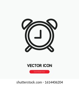 Alarm clock icon vector. Alarm clock symbol. Linear style sign for mobile concept and web design. Alarm clock symbol illustration. Pixel vector graphics - Vector.