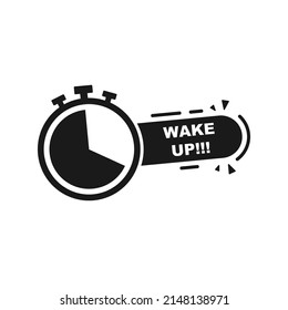 Alarm clock icon; wake up and hurry up symbols flat style isolate on white background. vector illustration