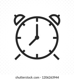 Alarm clock icon. Wake-up time symbol, Ringing alarm clock. Clock icon in flat line style