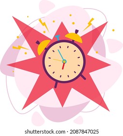 Alarm Clock icon. Wake-up time design. The chiming of the clock. Flat vector illustration.