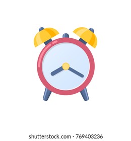 Icono de reloj despertador, hora de despertador en la escuela y en el trabajo. Silueta del reloj, logotipo. Tiempo diario, control y manejo de la rutina diaria. Ilustración plana de Vector.