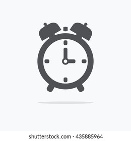 Alarm clock. Icon watch on a light background. Vector illustration.