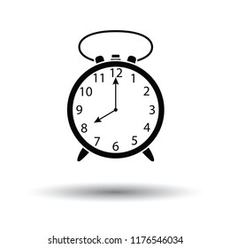 Alarm clock icon. White background with shadow design. Vector illustration.