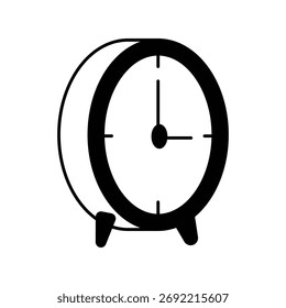 Ícone do despertador com ilustração de stock de vetor de fundo branco