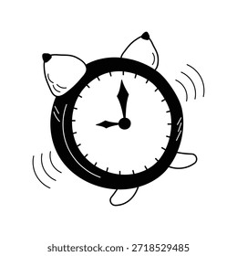 Icono de reloj despertador con fondo blanco Vector Ilustración de stock