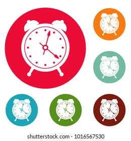 Alarm clock icons circle set vector isolated on white background